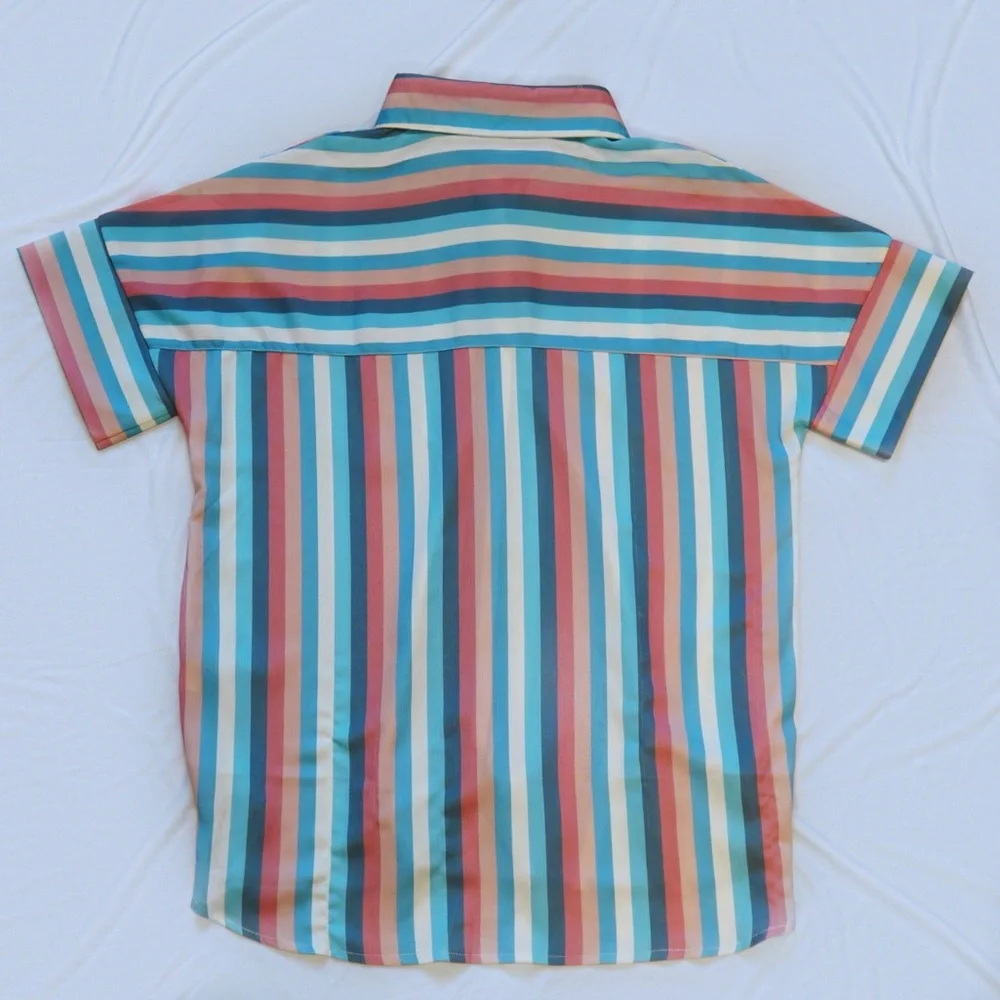 Pastel Striped Retro 70s Button-Up - Picture 2 of 2